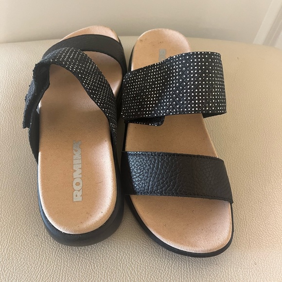 Romika Borneo Women's Blingy Black Strappy Comfortable Sandals Size 37 - Picture 3 of 12